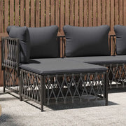 Sedia da giardino-Poggiapiedi Giardino con Cuscino Antracite Tessuto Intrecciato
