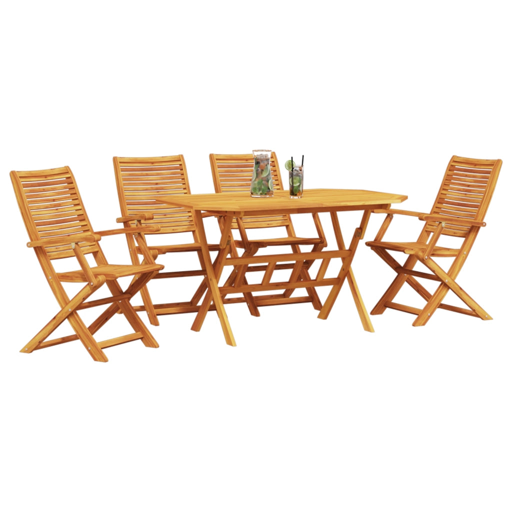 Set da pranzo da giardino 5 pezzi in legno massello di acacia