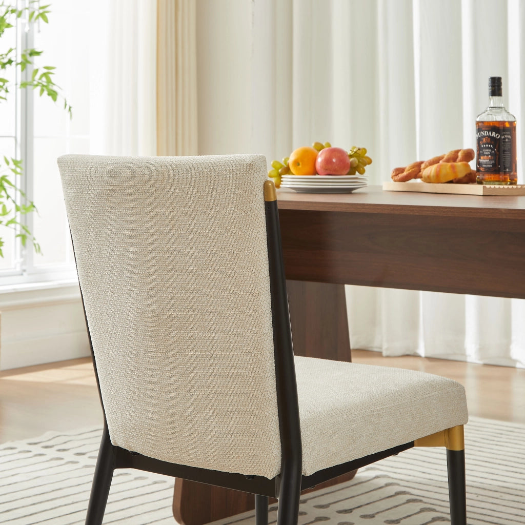 Set di 2 sedie da pranzo minimaliste con gambe regolabili in tessuto beige