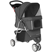 PASSEGGINO PER CANI PIEGHEVOLE CON PORTABICCHIERI E CESTINO, 77X44X102 CM, GRIGIO CARBONE