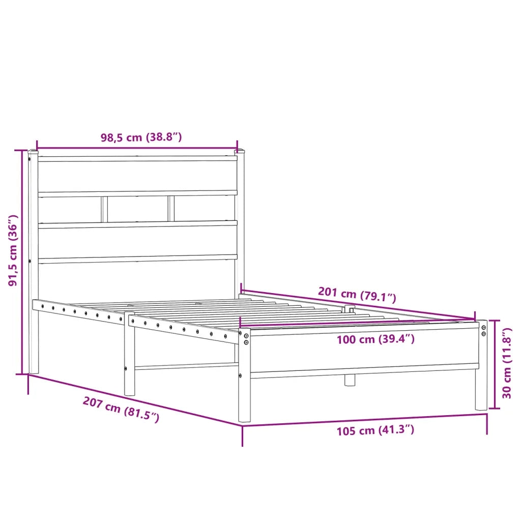 vidaXL Giroletto senza Materasso Rovere Sonoma 100x200cm in Truciolato