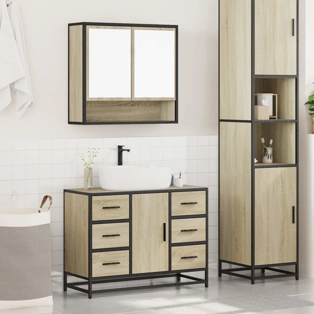 Set Mobili da Bagno 2 pz Rovere Sonoma in Legno Multistrato 3300931