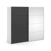 Guardaroba 2 ante Catalina, Mobile camera da letto, Cabina armadio portabiti, Armadio appendiabiti, 243x61 h220 cm, Bianco e Nero