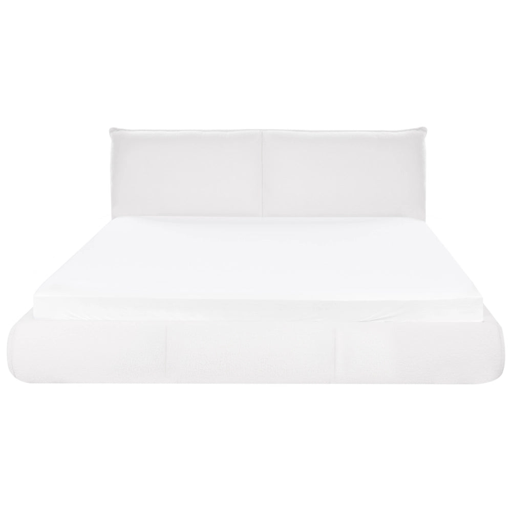 Letto matrimoniale ad acqua imbottito in tessuto boucle bianco 180x200 cm stile classico camera da letto