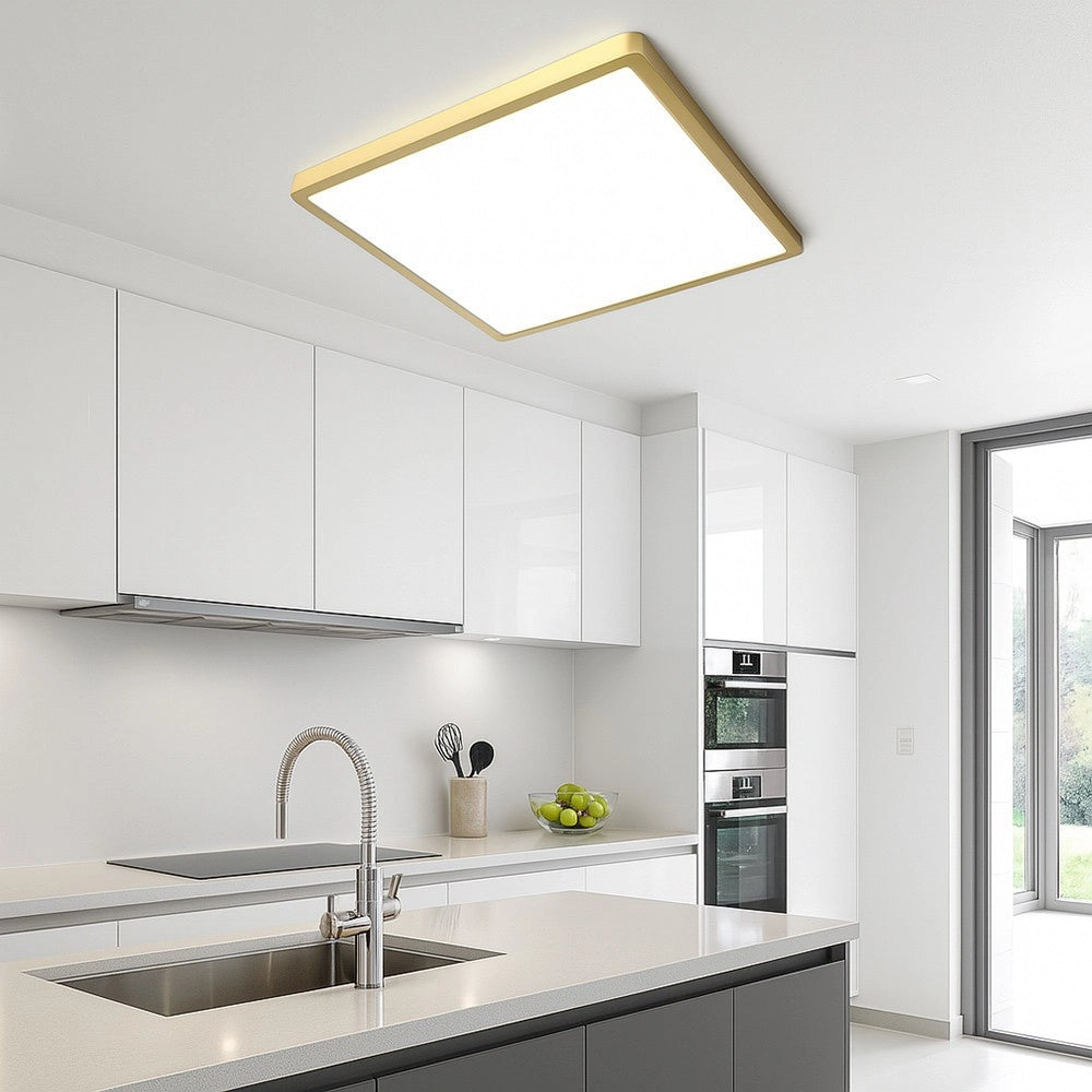 Trade Shop - Plafoniera Led Moderna Ultra Slim Quadrata 45w Ip40 Tecnologia Cct Con Switch Pq-450-3c - Oro Satinato