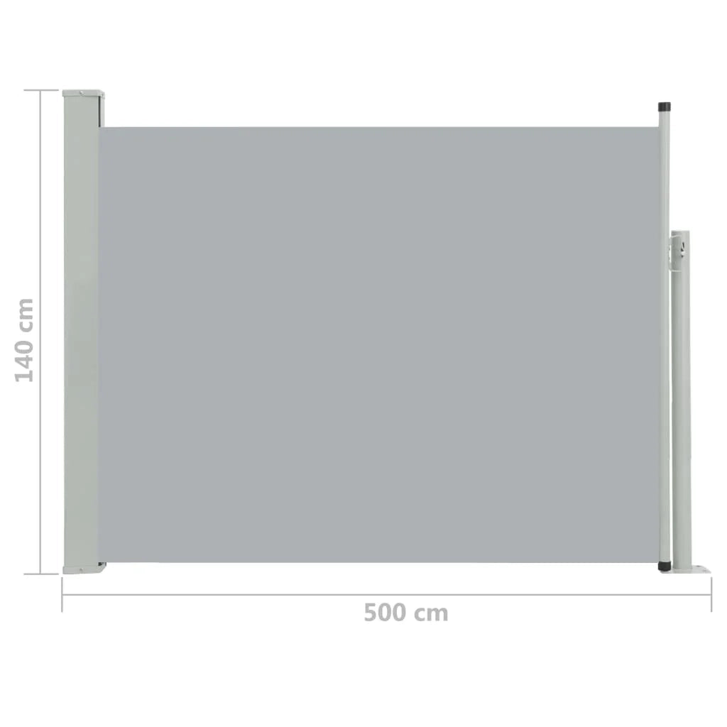 Tenda da sole laterale retrattile/schermo privacy per patio giardino terrazza balcone 140 x 500 cm grigio 02_0007255