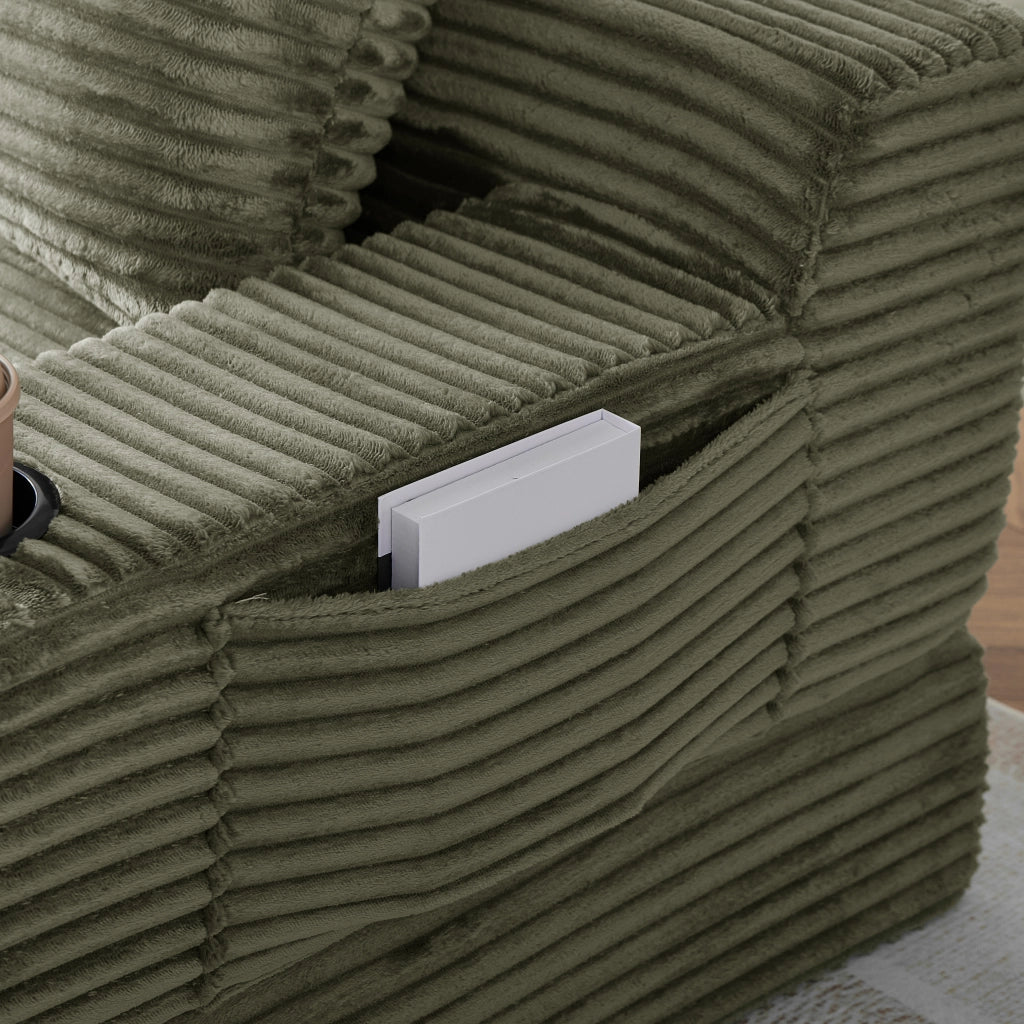 Divano letto 2 in 1 con portabevande in velluto a coste verde