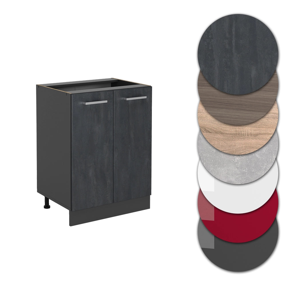 Mobiletto base cucina R-Line Calce nera/Antracite 60 cm senza piano di lavoro Vicco