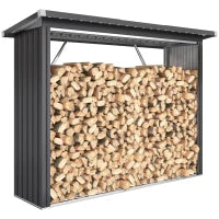 Legnaia con pavimento rialzato e tetto inclinato, in acciaio zincato 213x66,5x150cm Grigio