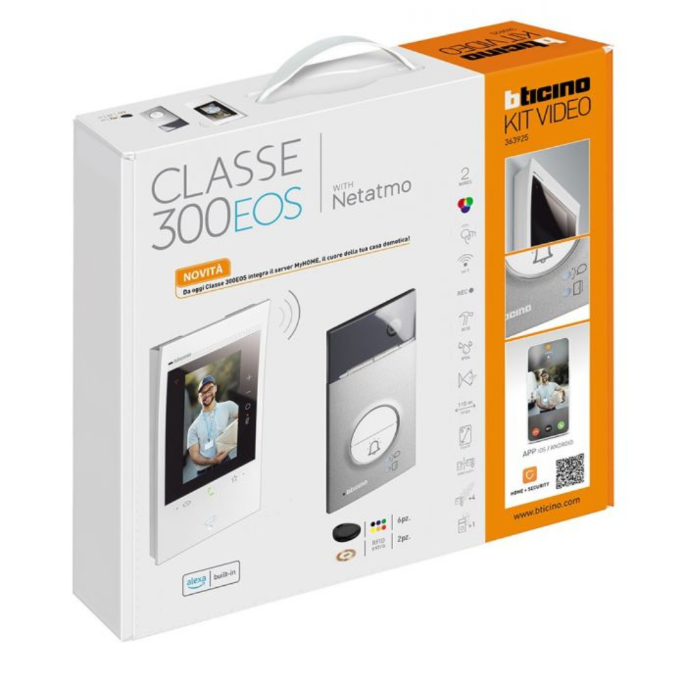 Kit video vivavoce connesso classe 300eos bianco linea 3000 bticino 363925