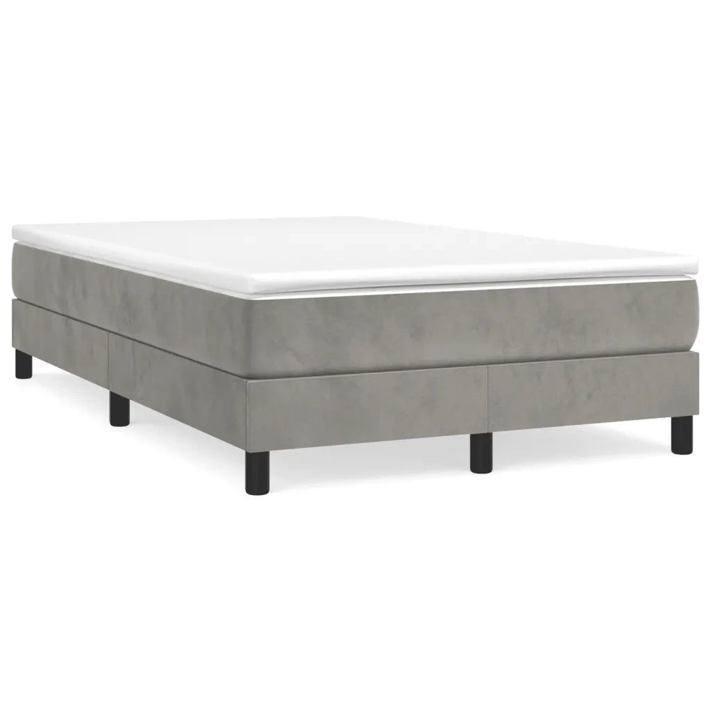Giroletto a Molle con Materasso Grigio Chiaro 120x190cm Velluto