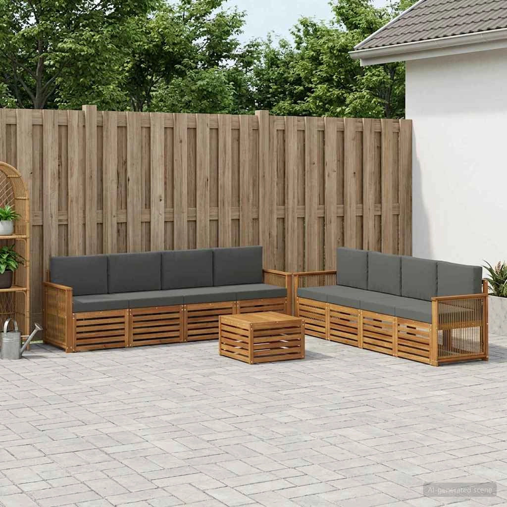 Set di divani da esterno 9 pz Naturale e Antracite 3384178