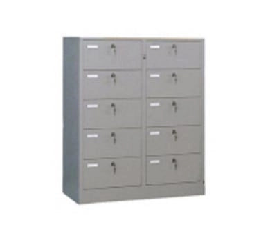 Armadio a 10 caselle con serratura ad ogni singolo sportello e serratura centrale cm. 90x35x106h
