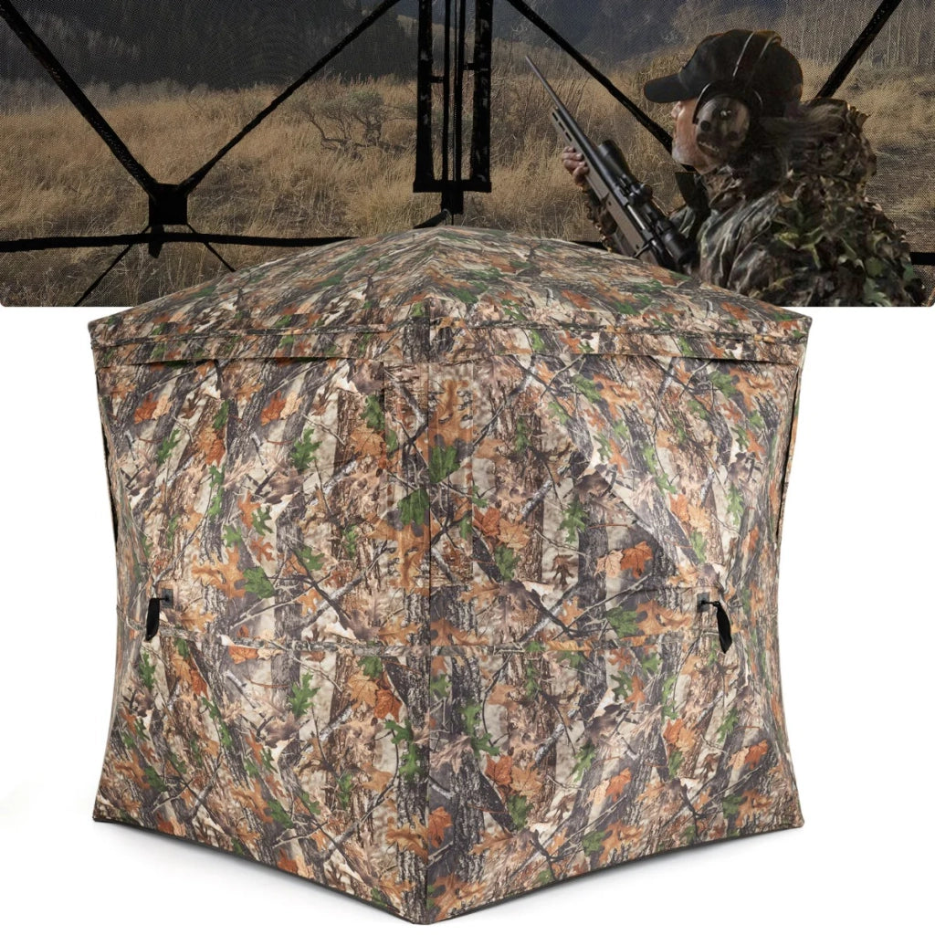 Tenda da caccia pop-up 146 x 146 x 170 cm vista panoramica ingresso magnetico stile mimetico tessuto oxford 20_0017343