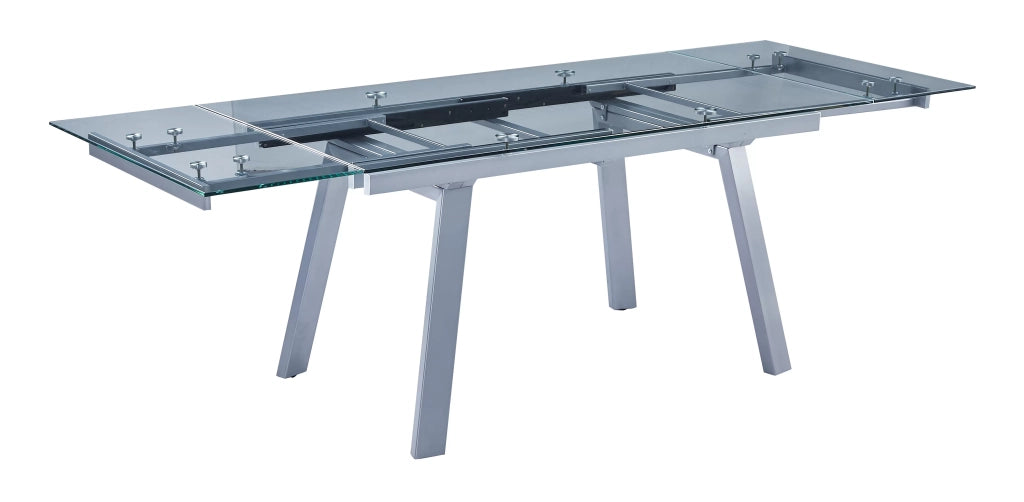 Tavolo moderno allungabile piano vetro trasparente 160x90x78 - Mobili 2G
