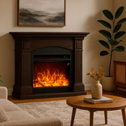 Caminetto Fuego Galia Wenghe a Parete Con Cornice Telecomando e Bruciatore 1500w Wenge