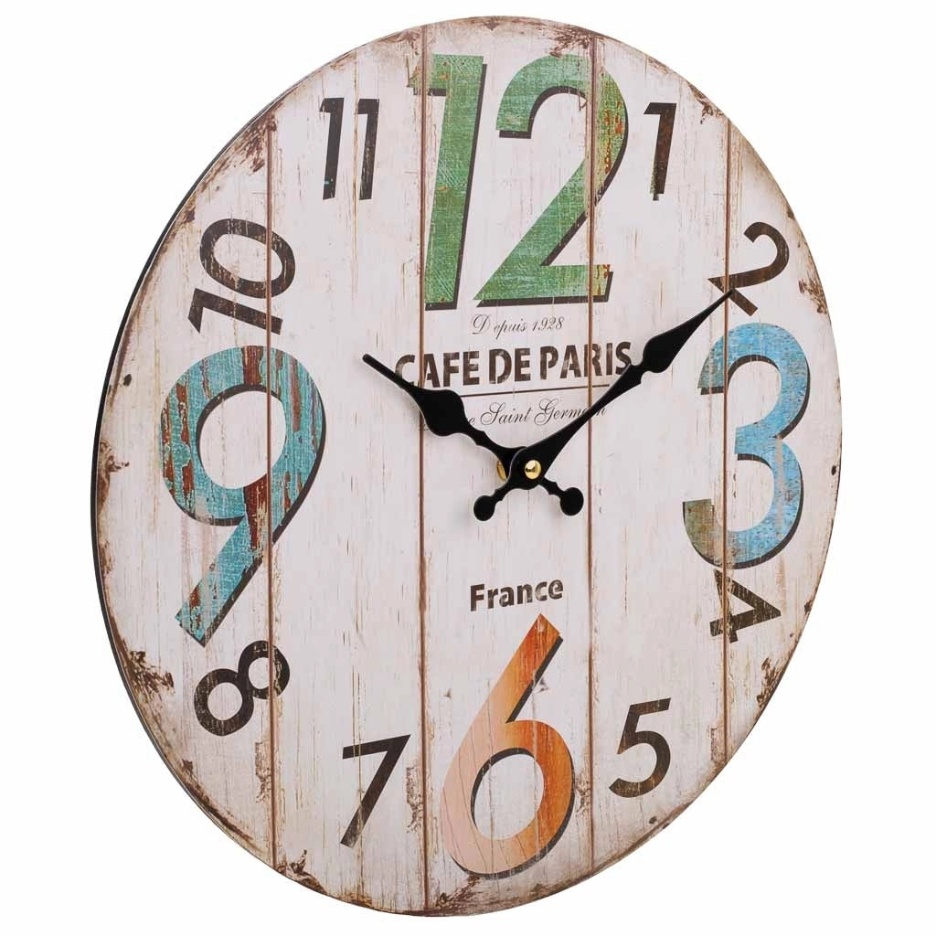 Orologio da parete in legno bianco 34x34x2cm