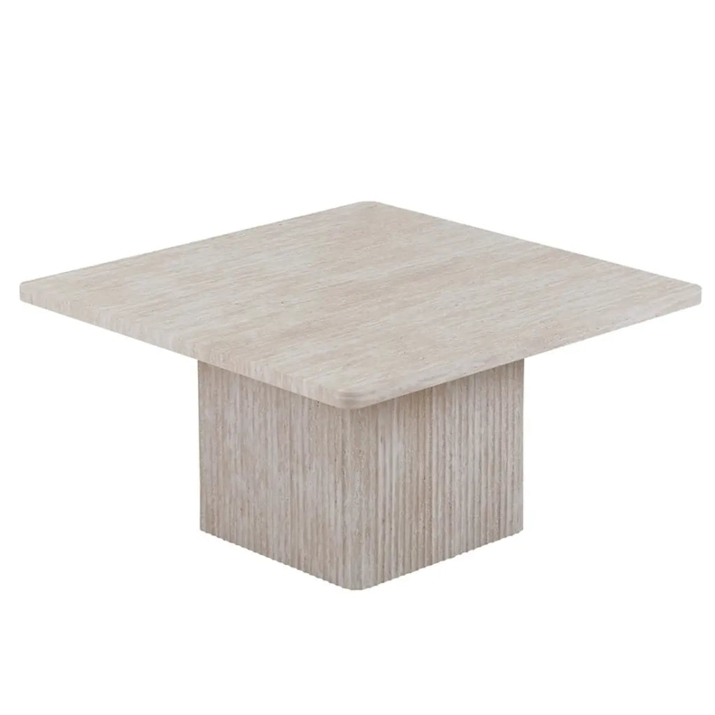 Set 2 tavolini nidificati EDEN – Travertino beige – H52/42 x L80/60 x P80/60 cm – Stile moderno