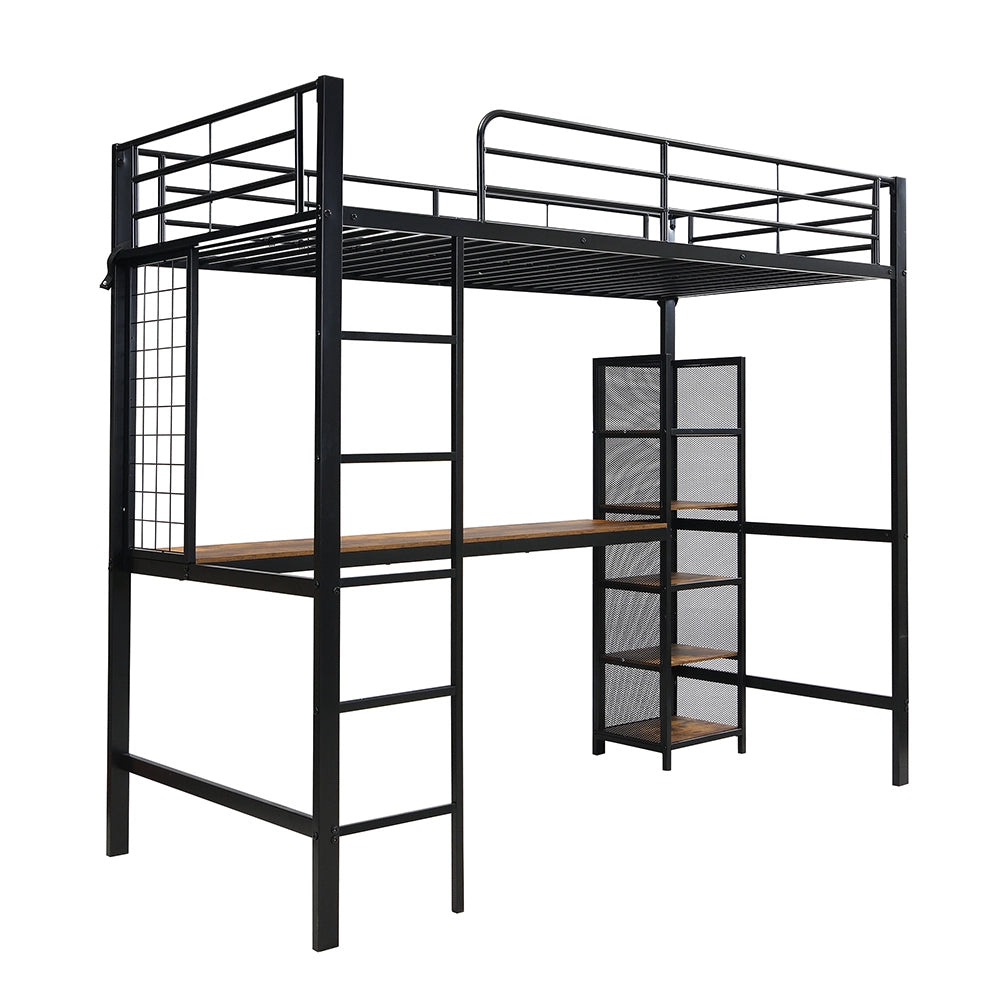 Letto a soppalco - Xylo - 90x200 cm scrivania metallo legno