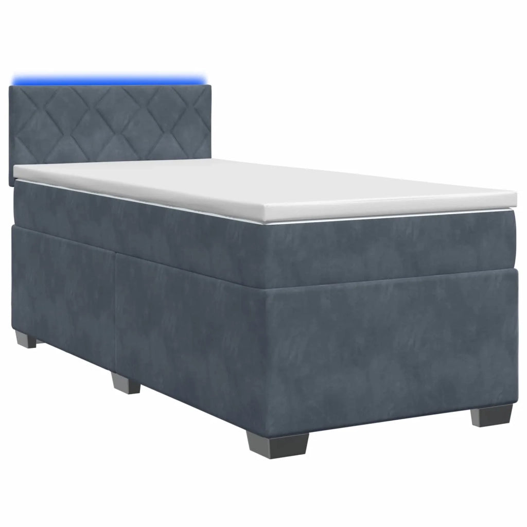 Letto con Box Spring, Materasso e LED Grigio Scuro 100 x 200 cm 3452127