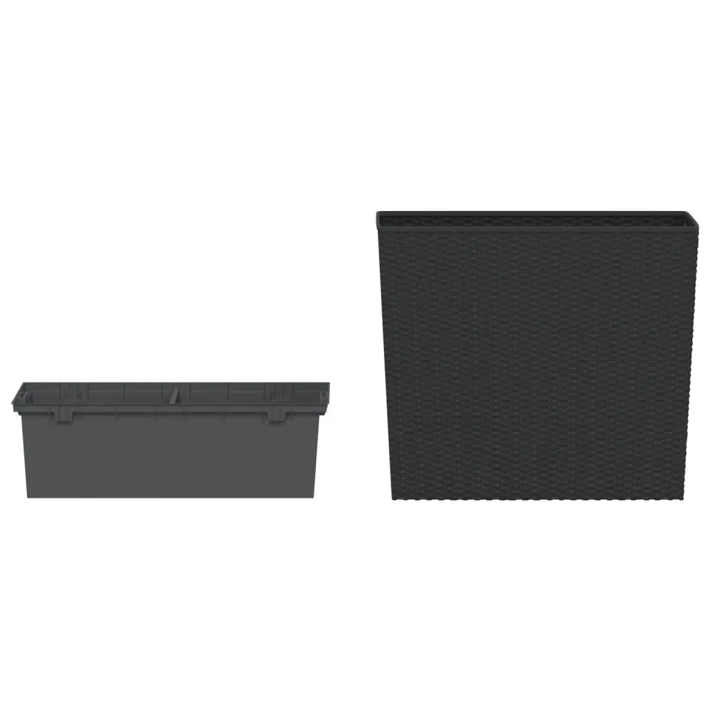 Fioriera | Cassetta per fiori | Vaso con Interno Rimovibile Antracite 12 / 44 L PP Rattan