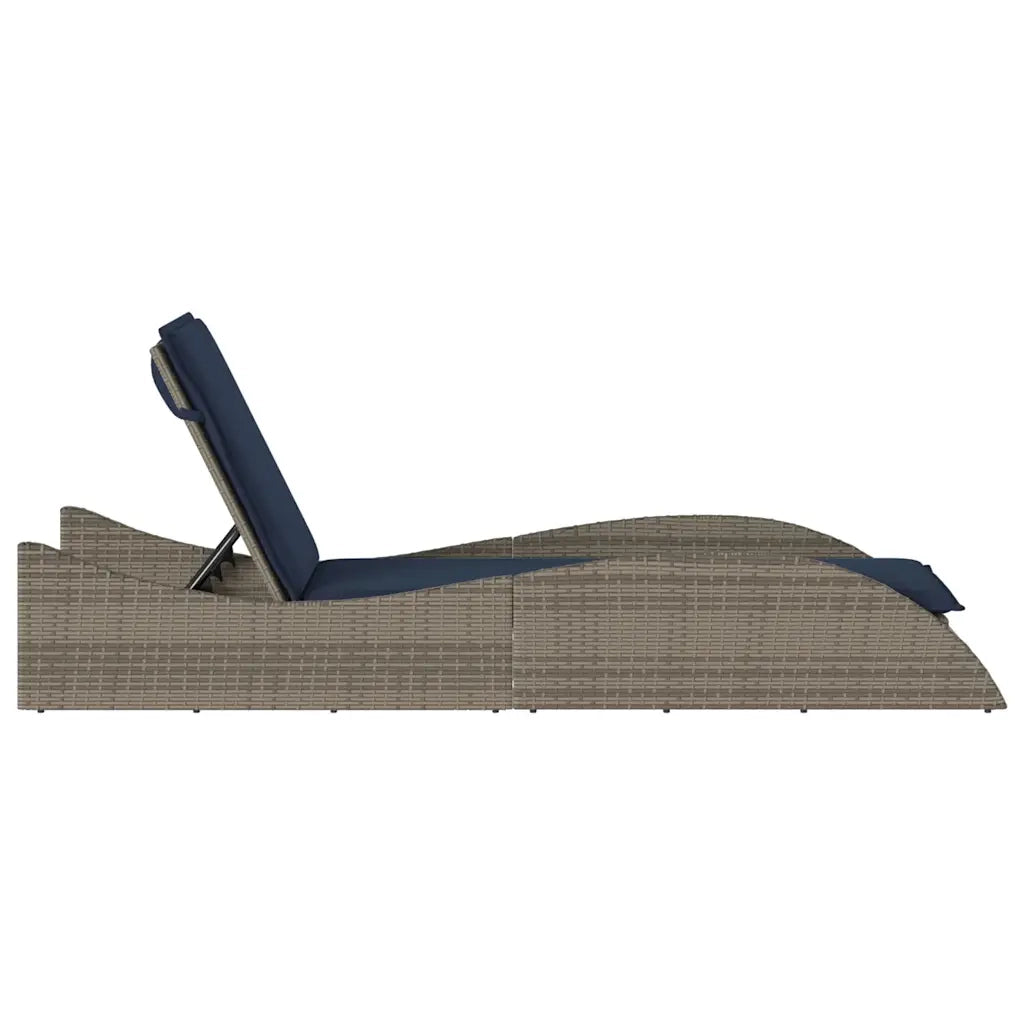 Lettino Prendisole con Cuscino Grigio 60x205x73 cm in Polyrattan 368284