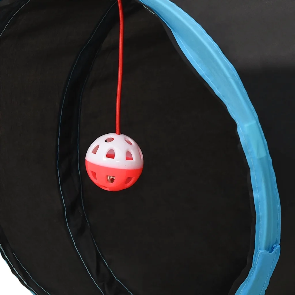 vidaXL Tunnel per Gatti a 5 Vie Nero e Blu 25 cm in Poliestere