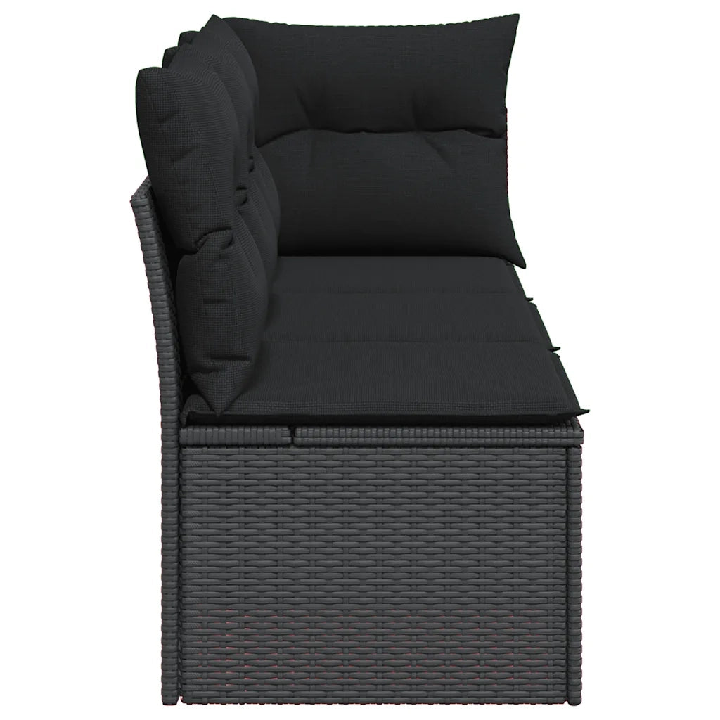 Divano da Giardino con Cuscini 3 Posti-Sofa da giardino nero in polyrattan 745337