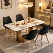 SEDIA Girevole 360° 83 cm in Similpelle Nera e Legno Massello Set da 4 pezzi