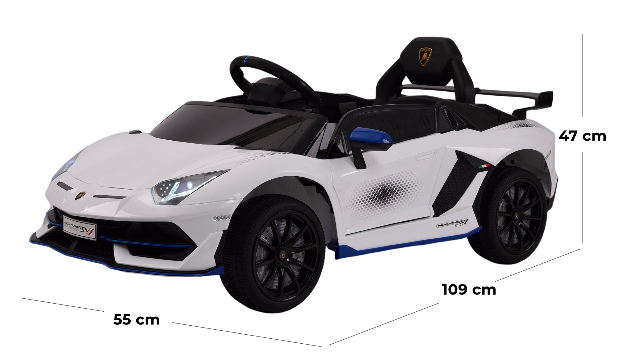 Macchina Elettrica per Bambini 12V con Licenza Lamborghini Aventador SVJ Small Bianca