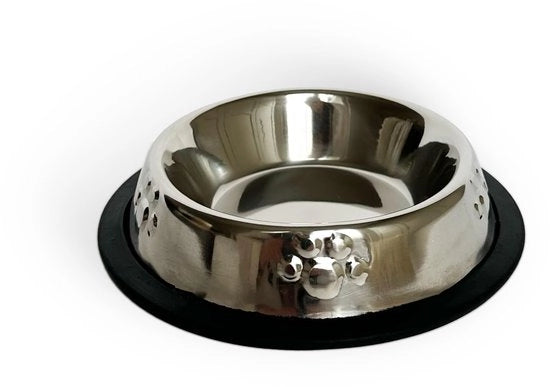 Piatto per animali di acciaio inossidabile con fondo antiscivolo, diametro 16 cm, compatibile con lavastoviglie, per cani e gatti