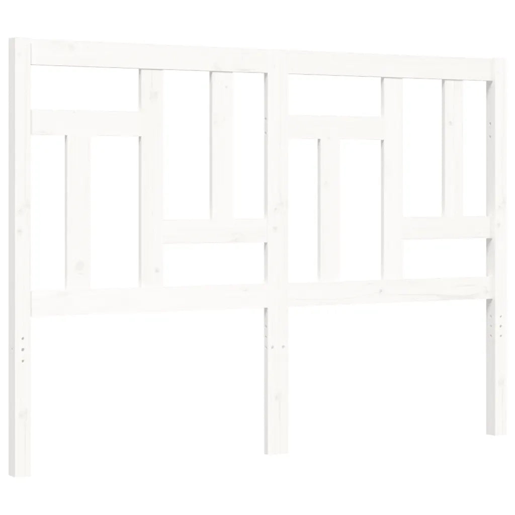 Giroletto con Testiera-Struttura Letto con testiera Bianco Small Double Legno Massello 976538