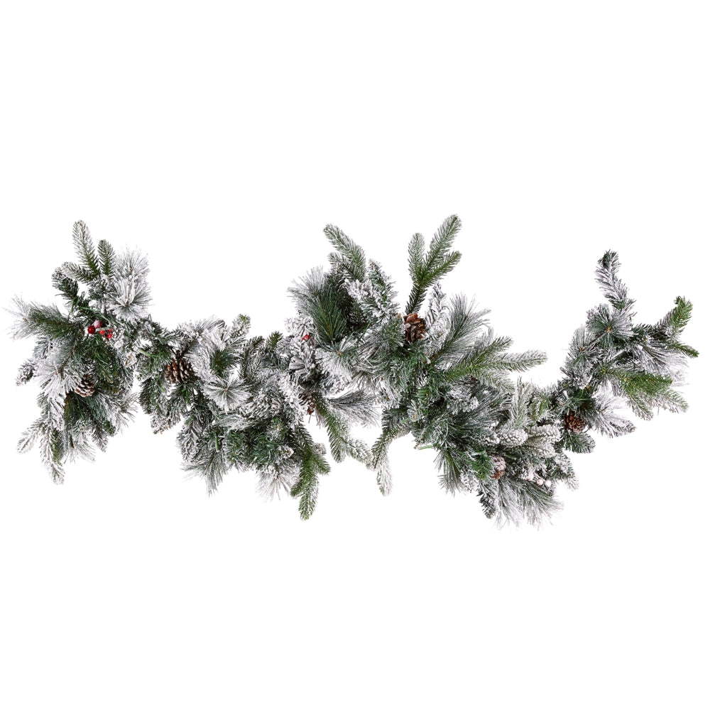 Festone natalizio artificiale innevato con Luci LED 180 cm Decorazione da Parete Bianco
