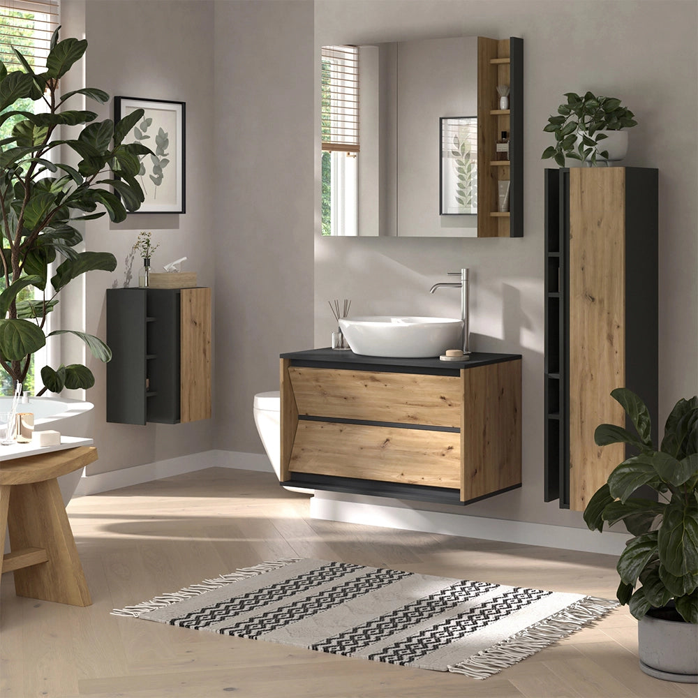 Vicco Set di mobili da bagno Antracite/Artisan 4 parti