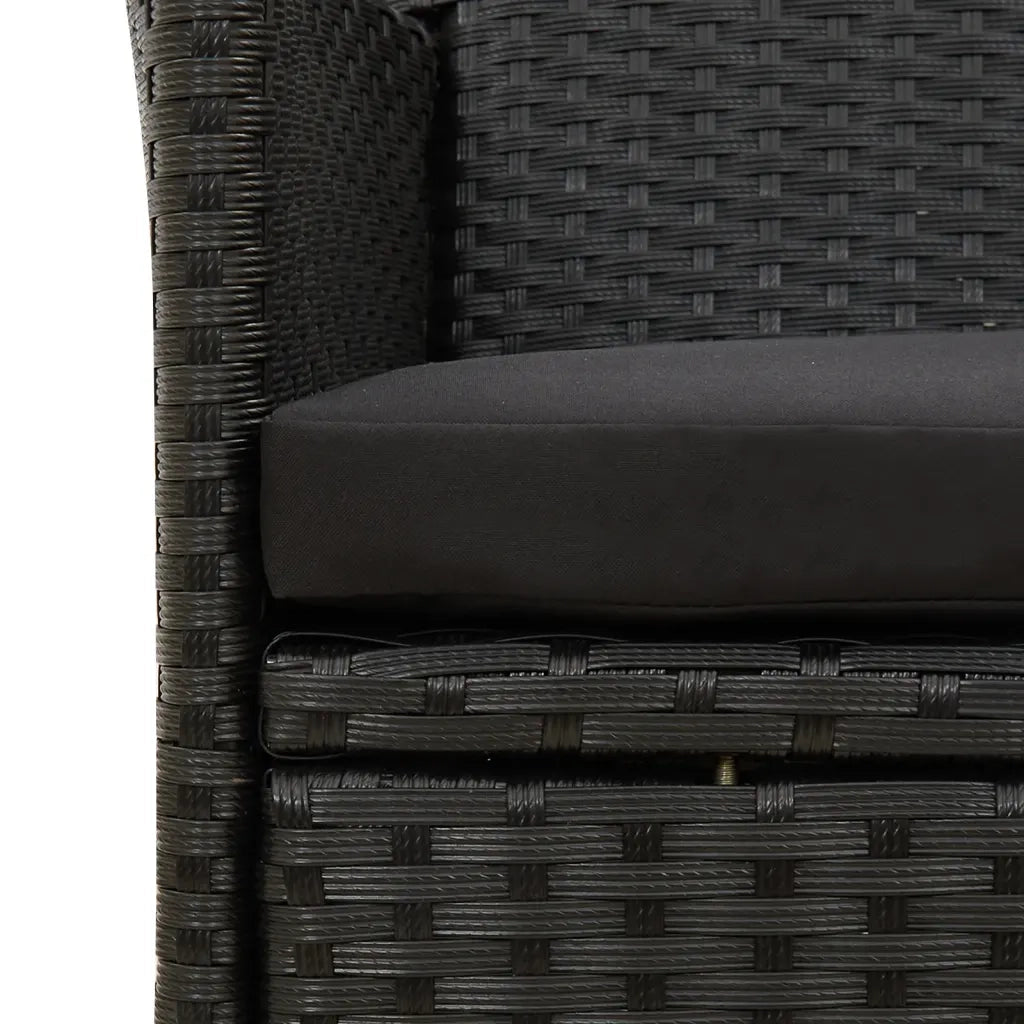 Set da Pranzo da Giardino 9 pz con Cuscini in Polyrattan Nero 3094870
