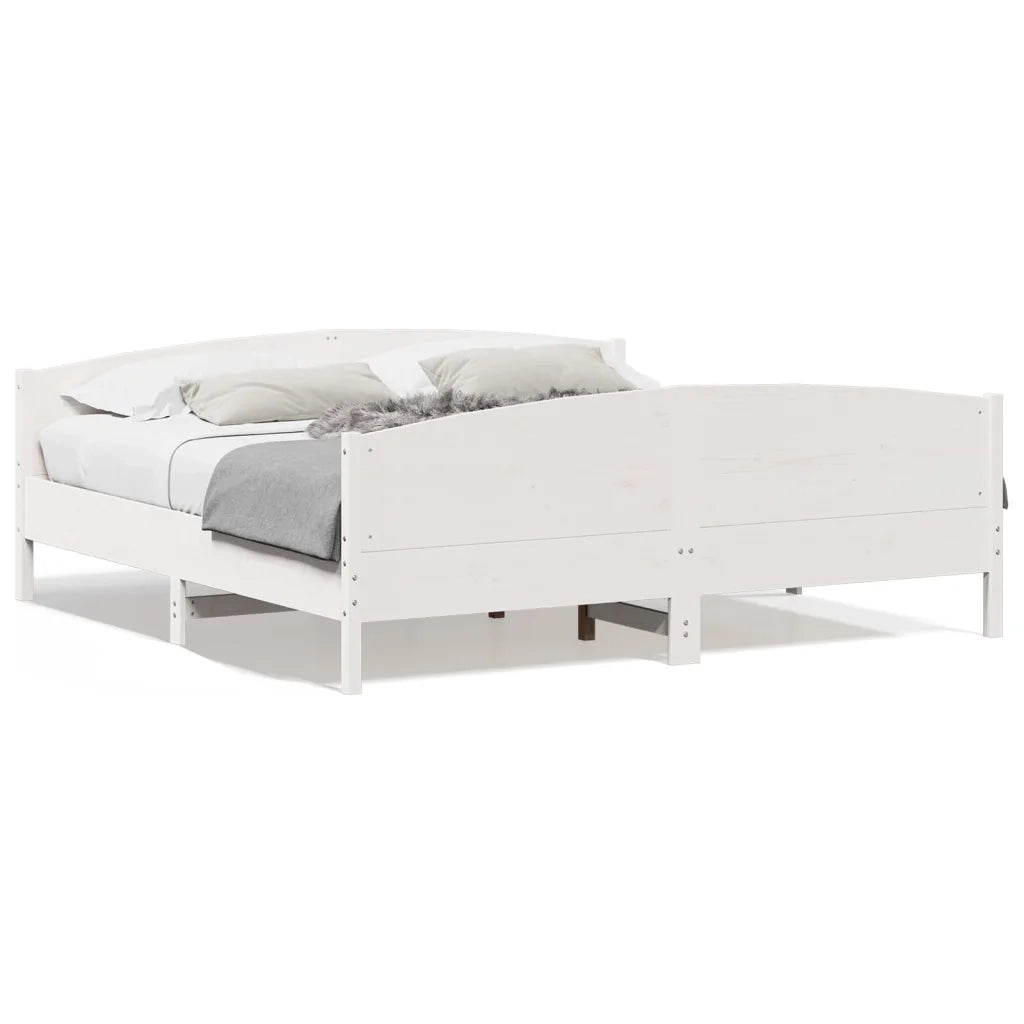 Giroletto senza Materasso-Struttura Letto Bianco 200x200 cm Legno Massello Pino 817493