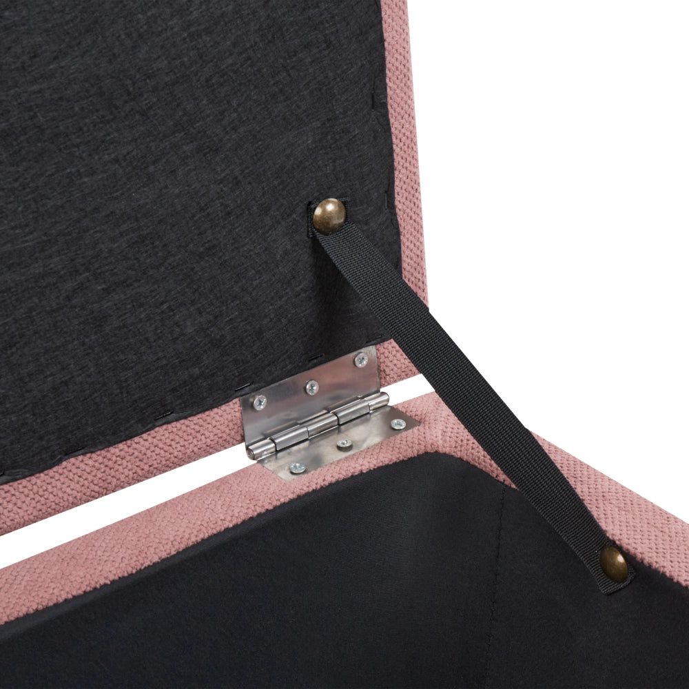 Ottomana Rosa 100 x 42 x 40 cm in tessuto poliestere Poggiapiedi imbottito Soggiorno Stile Moderno