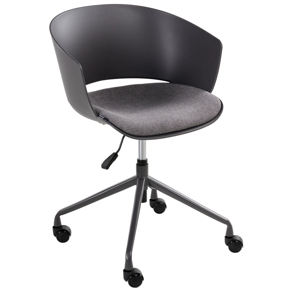 Sedia da ufficio con seduta in tessuto grigio grafite girevole, per scrivania regolabile in altezza
