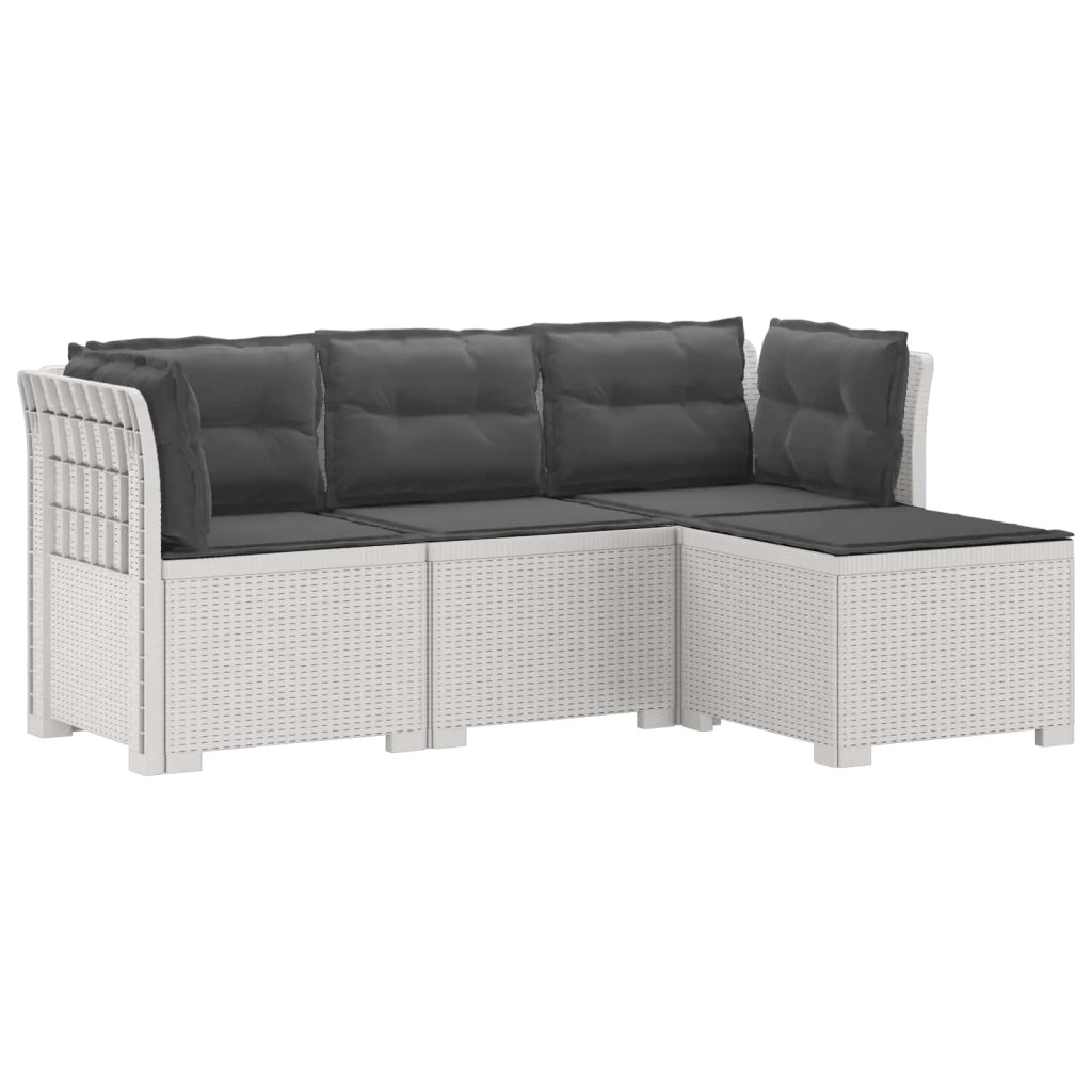 Divano da giardino 4 posti con cuscini aspetto rattan PP Bianco 3443951