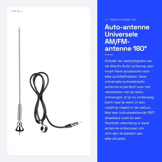 Antenna Universale a 180° di Rotazione - Resistente - Duraturo - Facile da Montare - Antenna per Auto