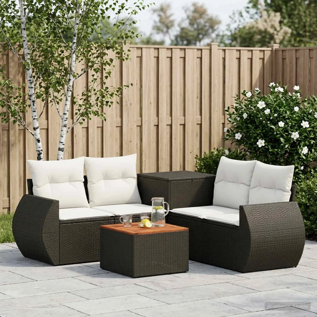 Set di divani 6 pz Nero e Bianco Crema 3447506