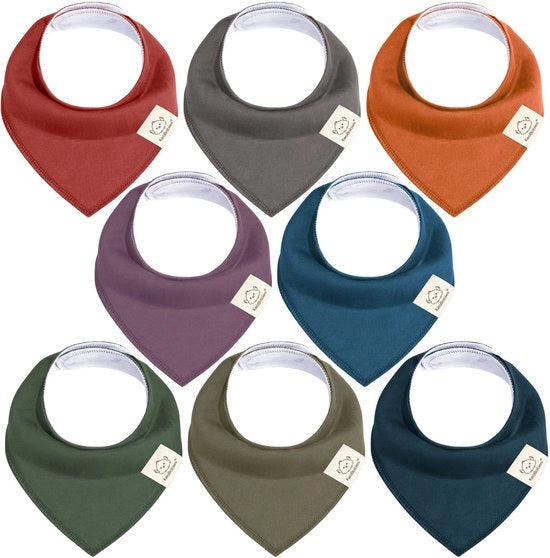 Set di 8 slittini per bambini unisex - Slittini per bambini superassorbenti, fatti di cotone biologico, slittini per bambini, sciarpe per bambini, slittini per la poppata