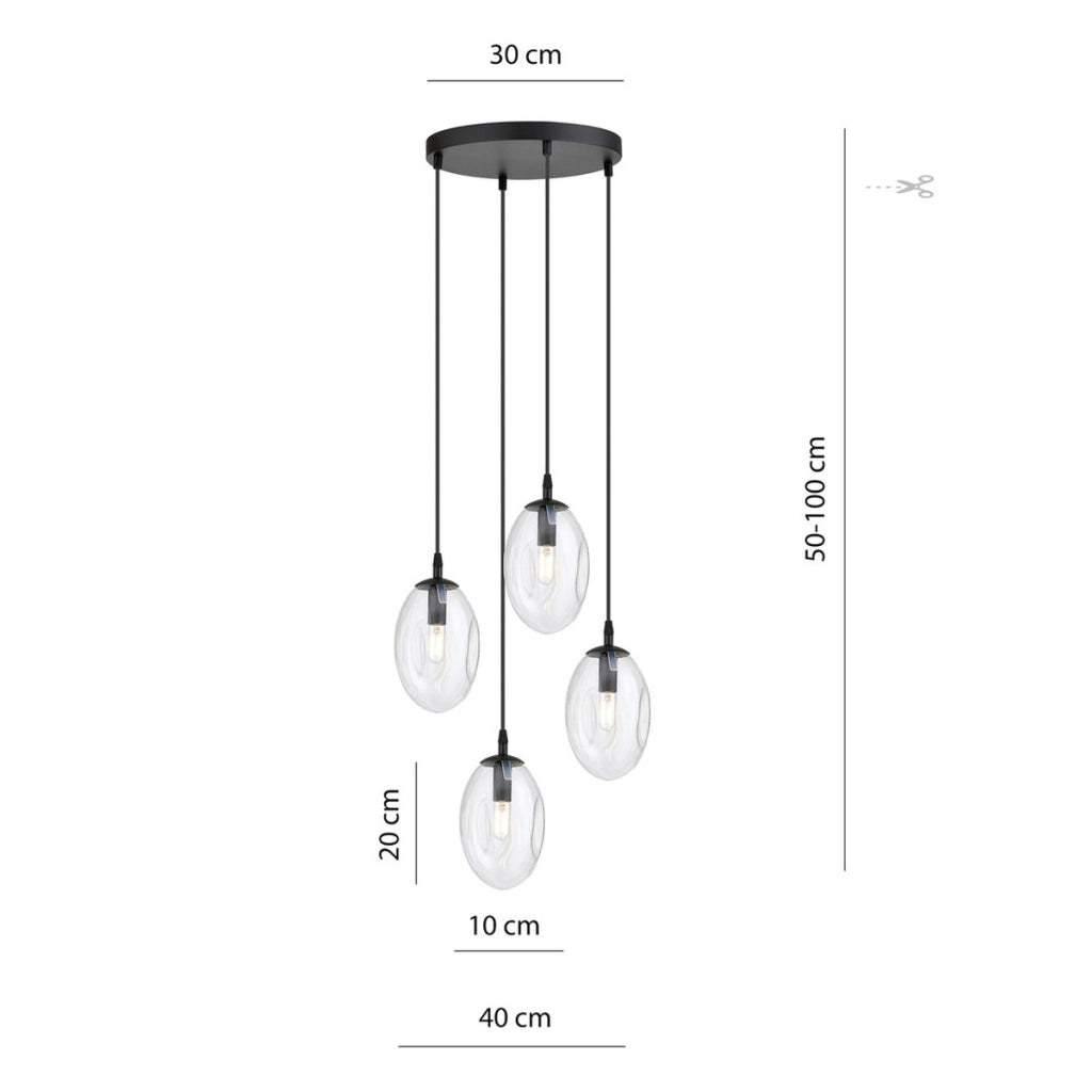 Lampada a sospensione Astral in acciaio nero e vetro