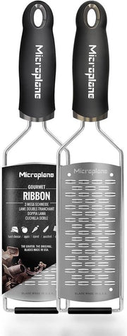 Raspatore a due vie in acciaio inox nero per la serie Gourmet per dure formaggi, mele, carote, zucchine e cioccolato