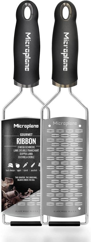 Raspatore a due vie in acciaio inox nero per la serie Gourmet per dure formaggi, mele, carote, zucchine e cioccolato