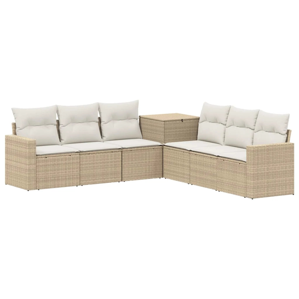 Set di divani 7 pz Beige e Bianco Crema 3448788
