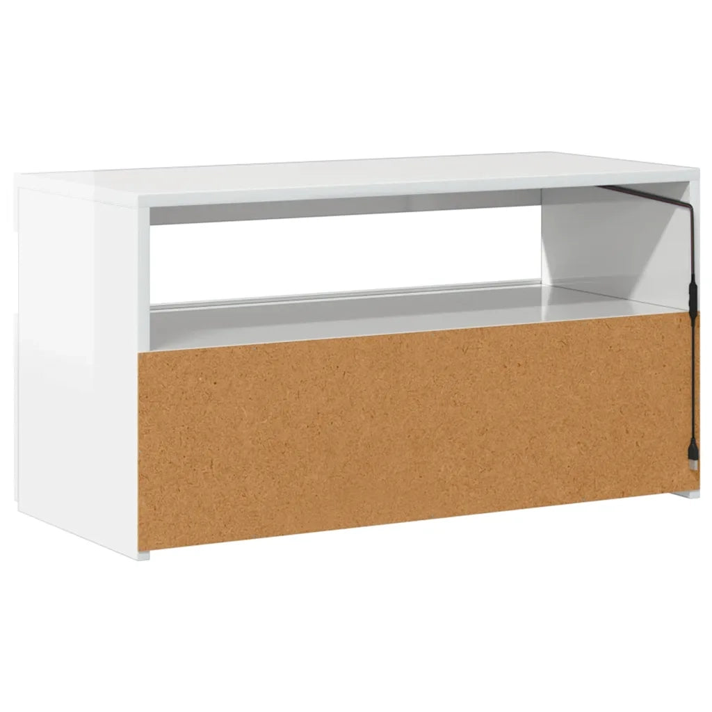 Mobile Porta TV con Luci LED Bianco Lucido 75x35x40 cm 804403