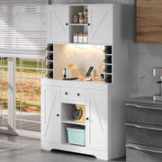 Credenza da cucina alta 180x105x40 cm con LED RGB, prese integrate, ripiani regolabili e cassetto