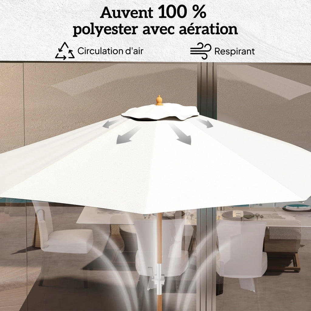 Ombrellone da giardino rotondo ¨C zephmum ¨C beige, legno, ? 2.7m