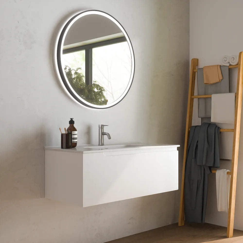 Mobile bagno sospeso 100 cm un cassetto bianco opaco con lavabo | Ardenne